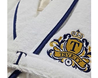 Personalized Gift for Him, Custom Monogram Mens Robe, Embroidered Turkish Cotton Bathrobe, Groom Gift