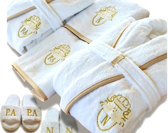 Roupão turco de pelúcia personalizado com debrum, roupão de banho 100% algodão atoalhado com monograma, presente de casamento personalizado para casais, fabricado na Turquia.