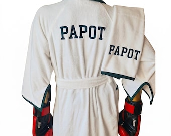 Maßgefertigter Boxermantel aus türkischer Baumwolle, personalisierte Einlaufbekleidung für Kämpfer, Geschenk für MMA- und Kickbox-Fans
