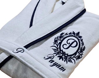 Luxury Personalized Monogram Bathrobe, Custom Turkish Cotton Robe, Mothers Day Gift, Gift for Mom, Womens Spa