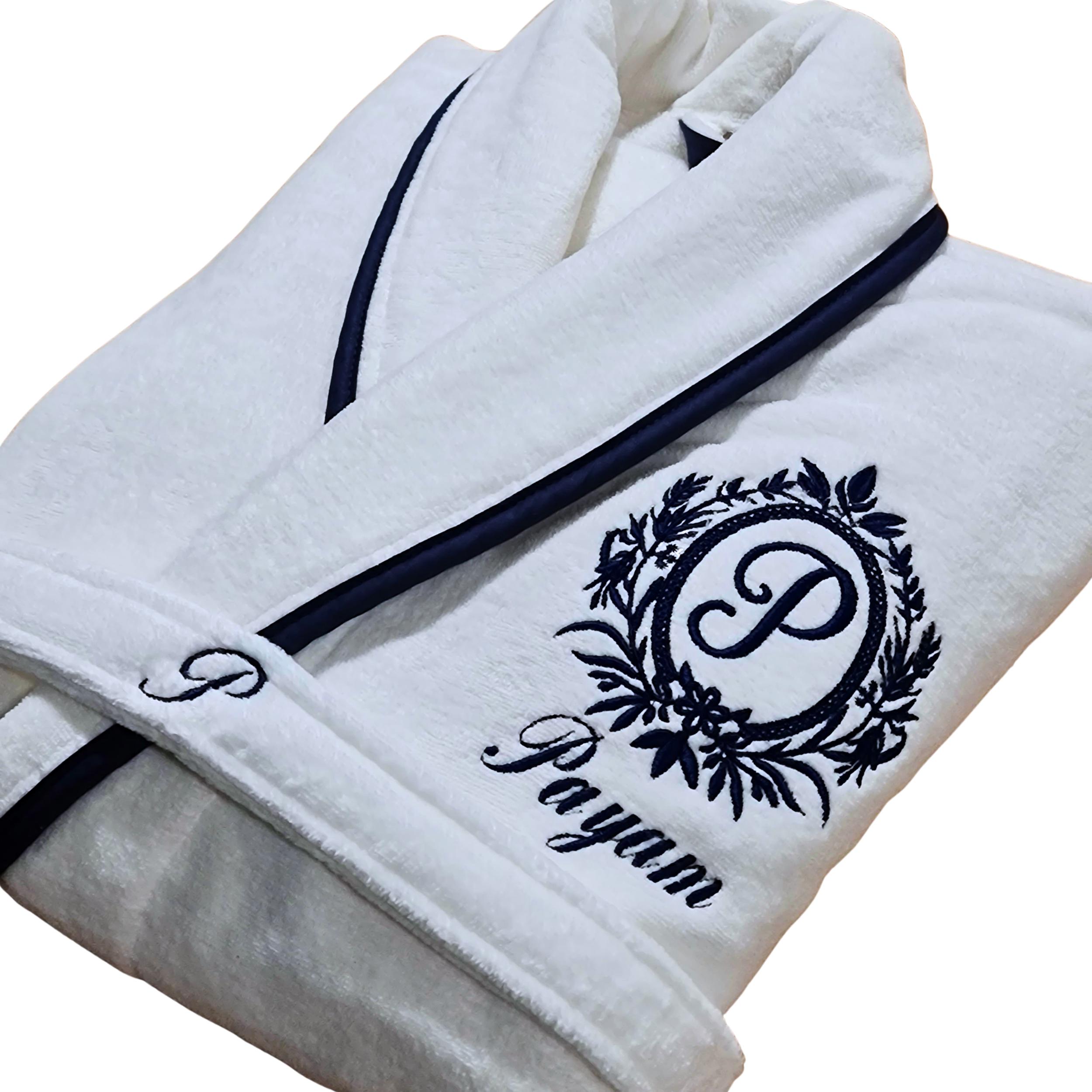 Personalized Turkish Cotton Velour Robe, Custom Bridesmaid Spa Bathrobe