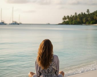 Lightweight Turkish Cotton Robe, Blue Kimono, Beach Cover-Up