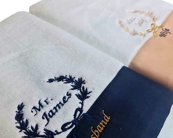 Personalized Turkish Cotton Hand Towel, Custom Embroidered Monogram Gift, Luxury Wedding Bathroom Decor