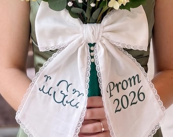 Cinta bordada personalizada para ramo de graduación 2026, lazo de encaje con nombre personalizado para flores, graduación de último año 2026, lazo floral romántico
