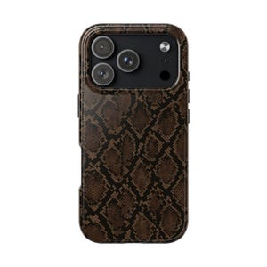 Brown Snake Skin Pattern Phone Case | Tough Cases, Impact Resistant, Faux Python Texture