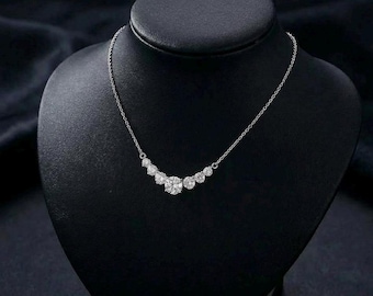 Naszyjnik z wisiorkiem Moissanite, srebro próby 925, rodowane, prezent dla niej