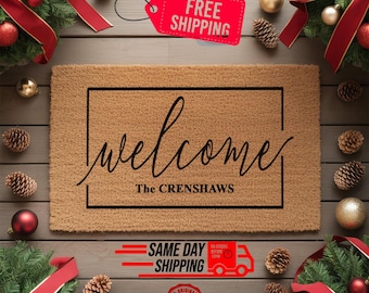 Personalized Welcome Doormat, Natural Coir, Non-Slip