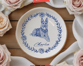 Custom Dog Cat Jewelry Dish, Toile De Jouy Pet Ring Dish , Personalized Pet Portrait Ceramic Christmas , Pet Mom Photo Gift, Pet Lover Gift