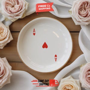 Ace of Hearts Ceramic Ring Dish, Vegas Wedding Favor