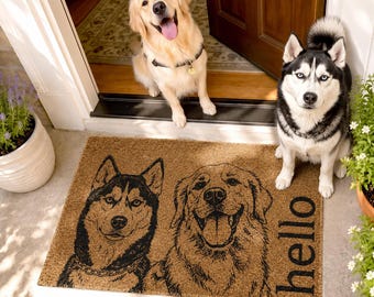 Custom Pet Photo Coir Doormat, Personalized Dog Cat Welcome Mat, Animal Lover Doormat Gift, Pet Lover Doormat, Custom Pet Portrait