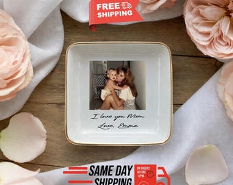 Custom Photo Trinket Tray, Photo Gifts for Mothers Day Gift, Mom Ring Dish, Jewelry Storage, Gifts for Mom Photo Gift, Photo Trinket Dish