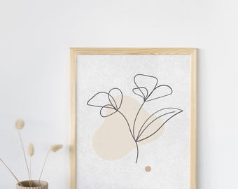 Botanical Line Art Print | Minimalist Leaf Wall Art | Modern Sage Decor
