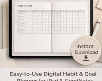 Odaterad digital planerare för iPad | Vanemålsplanerare | Minimal målsättningsplanerare | GoodNotes Notability PDF