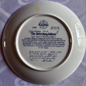 Plato de porcelana fina Edwin M. Knowles Lincoln Man of America