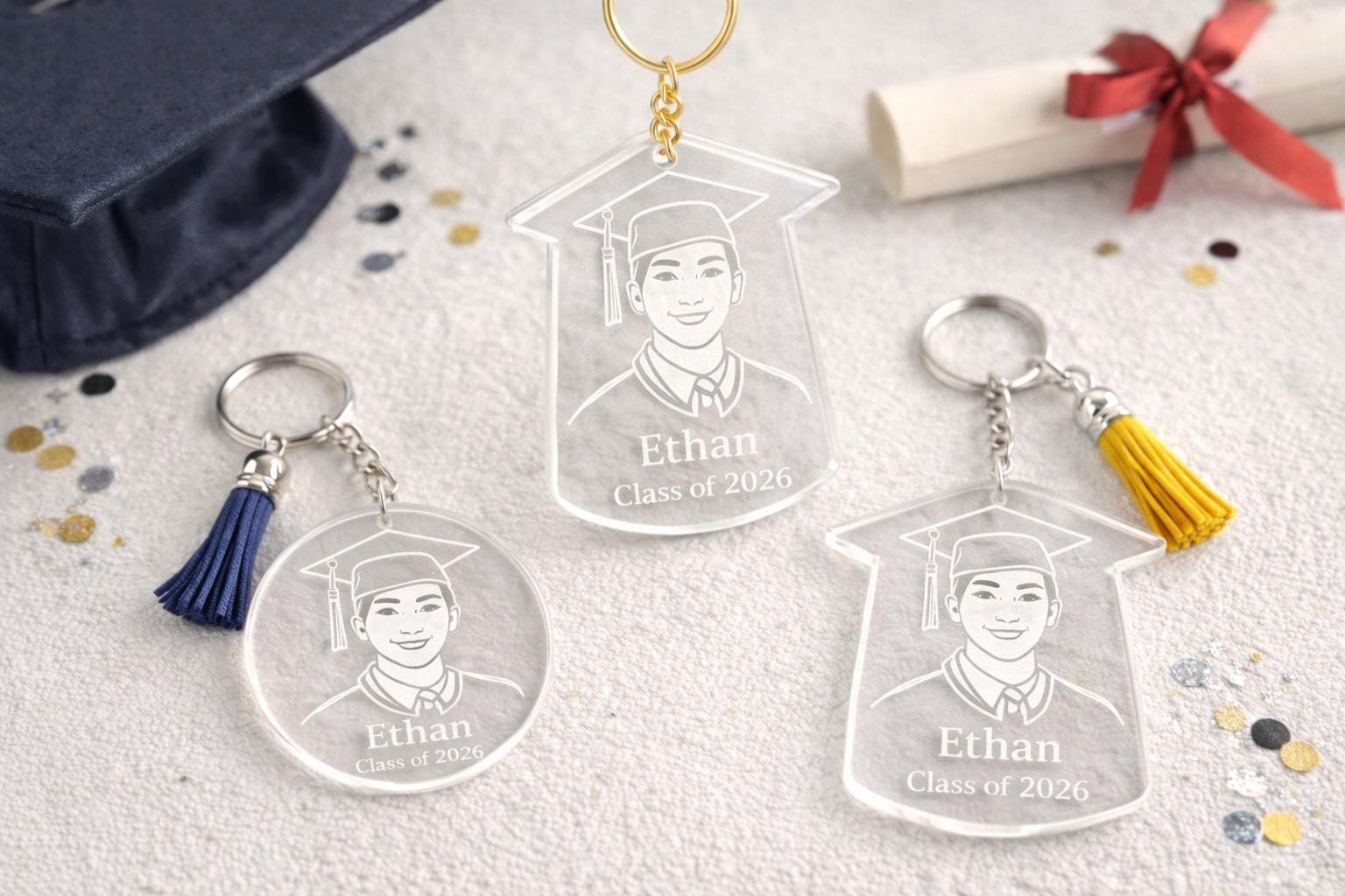 Personalized Graduation Keychain – Custom Portrait, Class of 2026 Gift ...