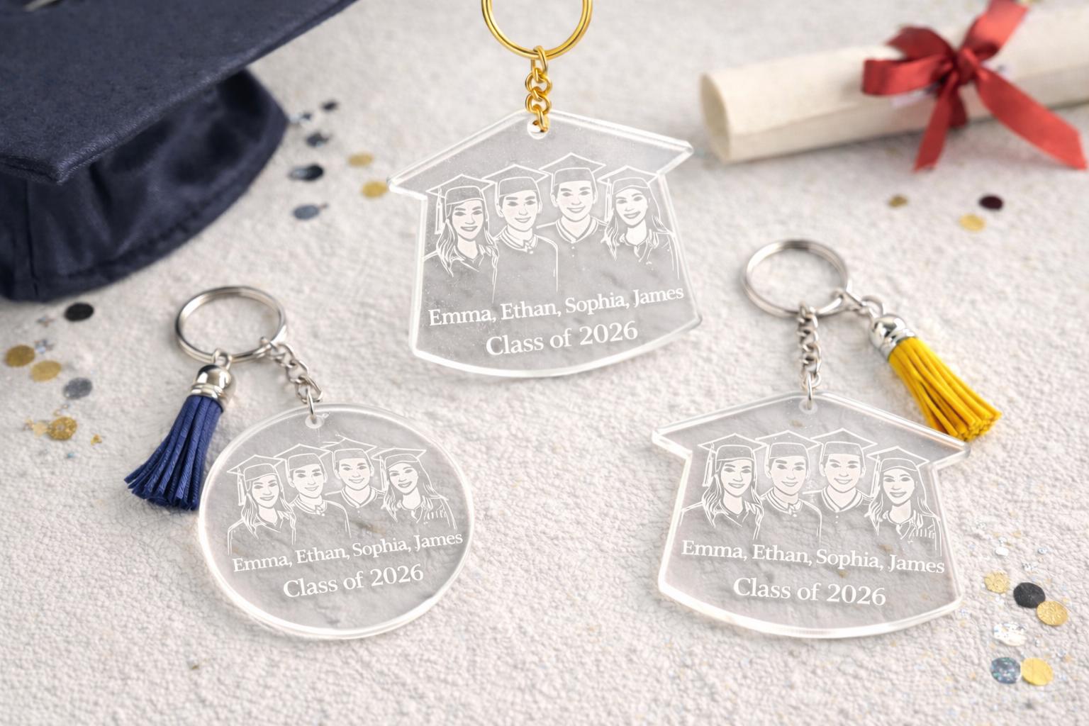 Personalized Graduation Keychain – Custom Portrait, Class of 2026 Gift ...