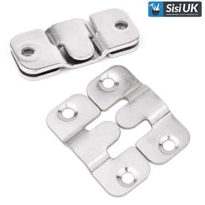May include: A collection of silver picture frame hanging brackets. The brackets feature a keyhole design and screw holes for fixing. The image also includes the text "Sisi UK HARDWARE & DIY PRODUCTS".