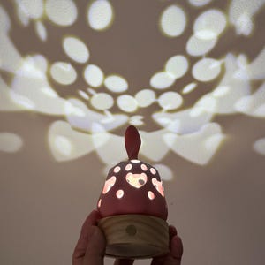 Handmade Ceramic Star Projector Lamp | Color Changing Night Light, Rechargeable Galaxy Decor