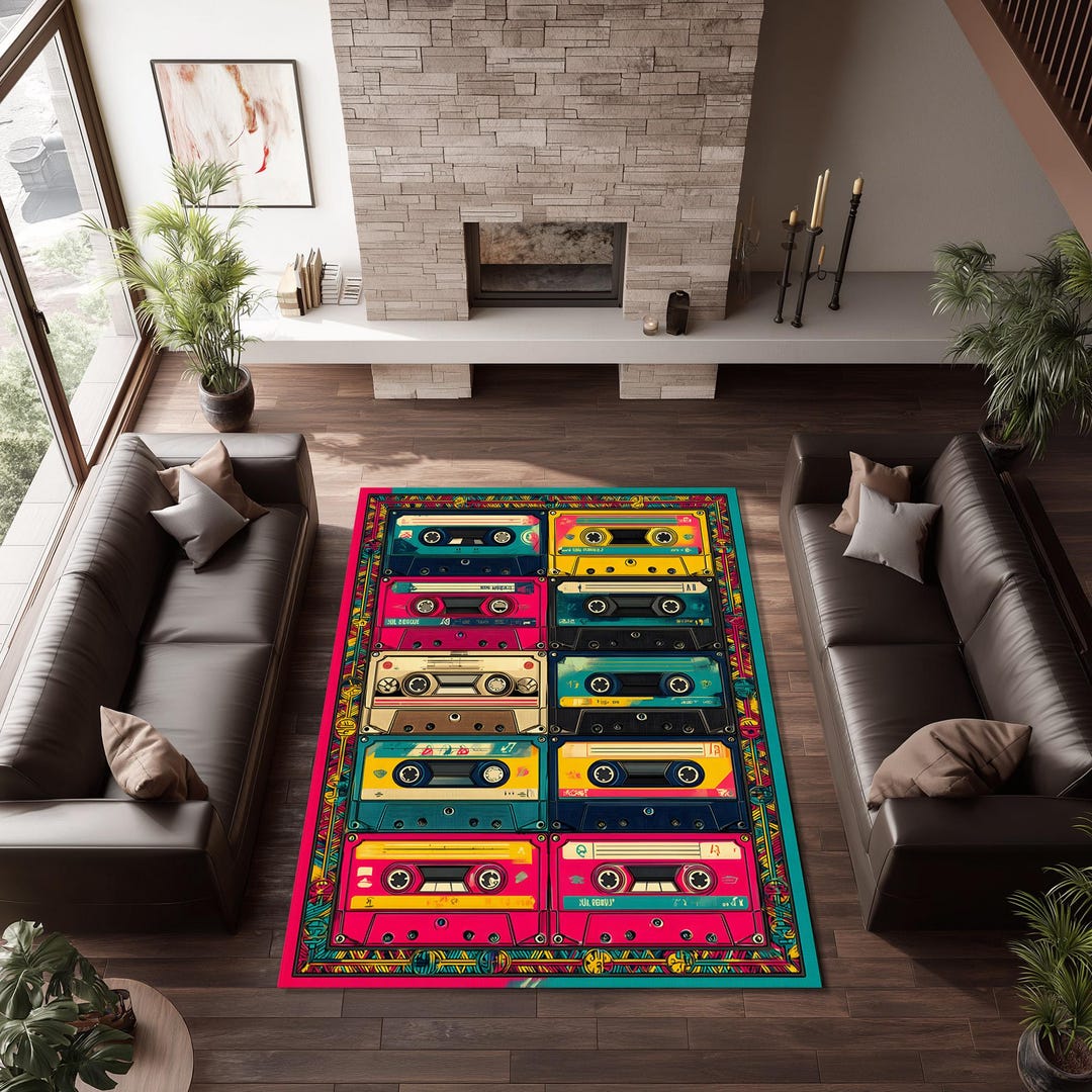 Retro Cassette Rug, 80s 90s Pop Art, Music Lover Accent - Etsy