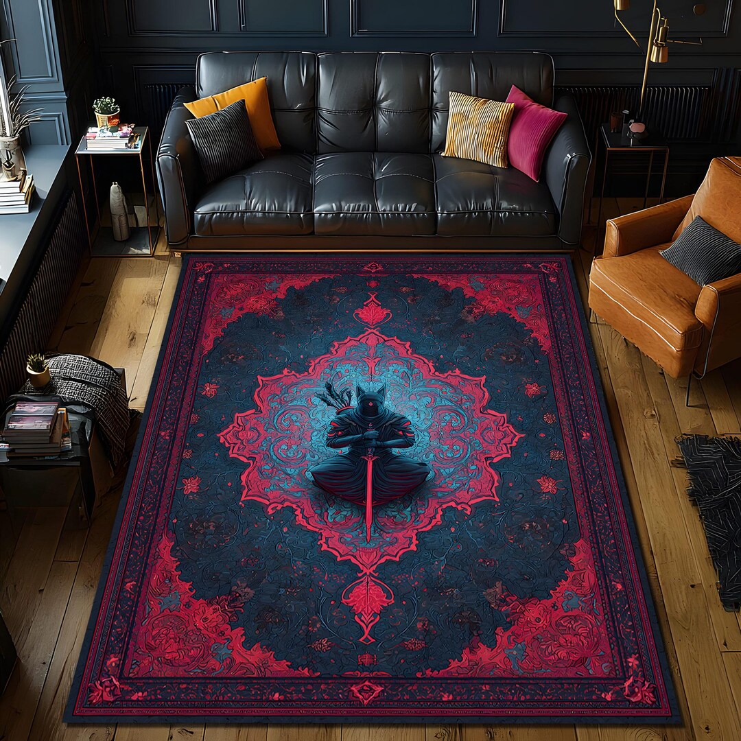 Dark Samurai Gothic Rug, Mystical Warrior Decor - Etsy