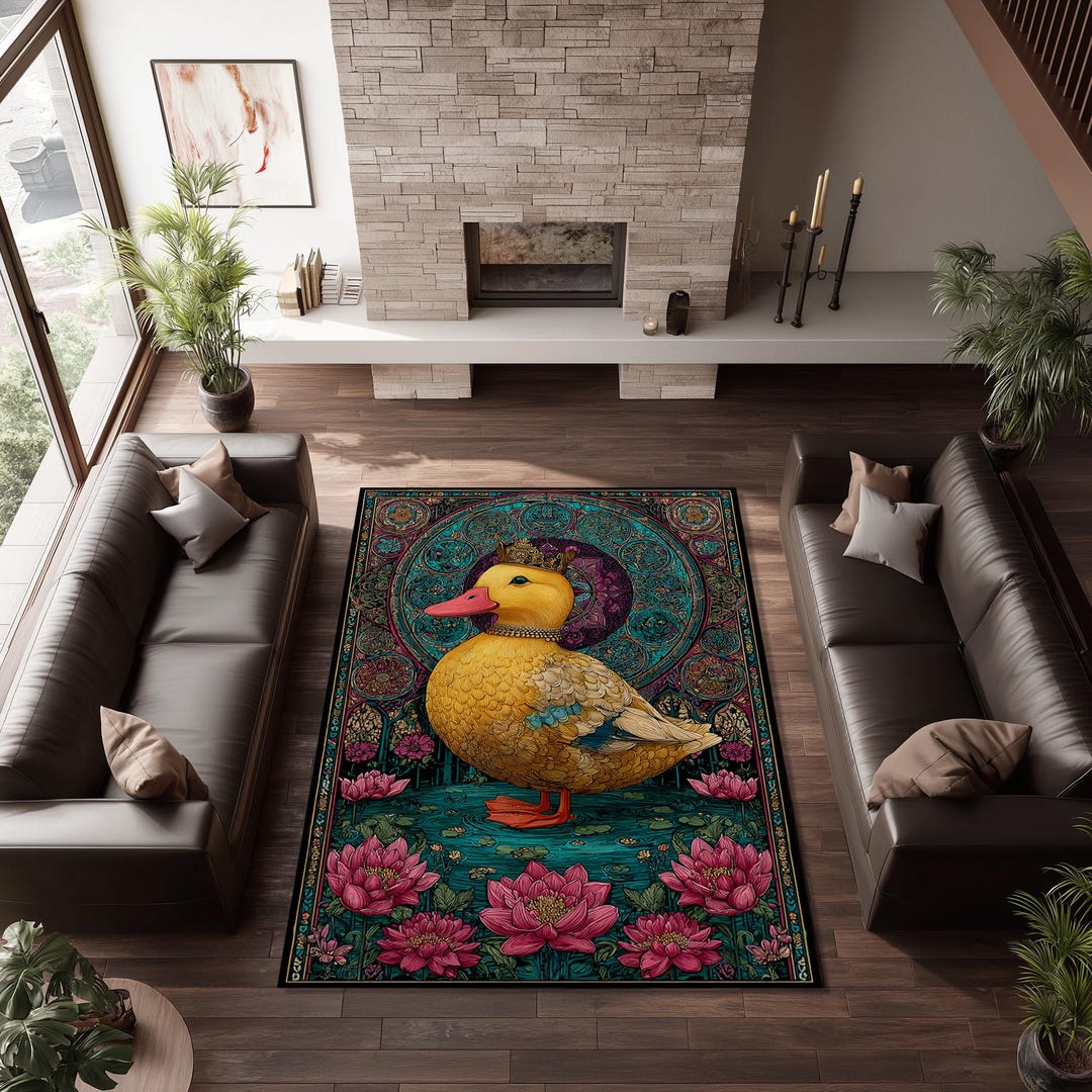 Royal Duck Rug, Fantasy Baroque Animal Carpet, Whimsical Bird Art Decor ...