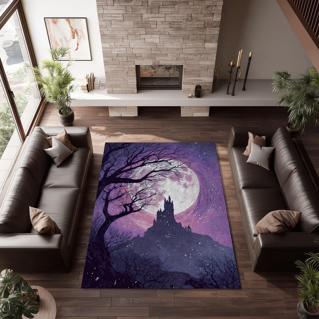 Knight Castle Rug Moonlight Castle Rug, Gothic Fantasy Home Decor - Etsy
