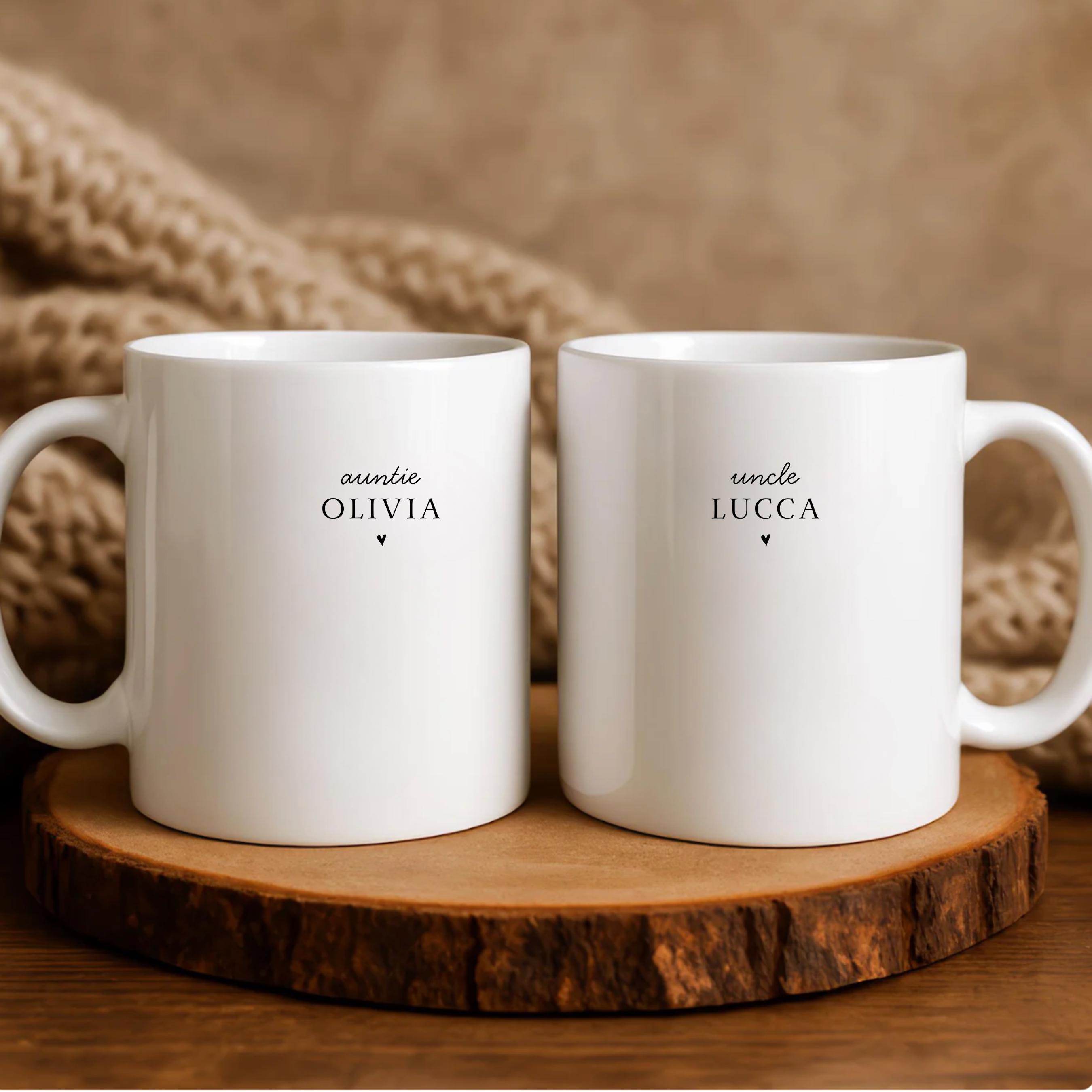 Custom Aunt and Uncle Mug Set, Personalized Pregnancy Reveal Cups ...