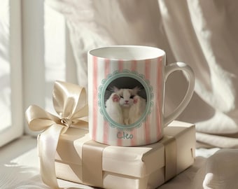 Custom Pet Photo Mug, Personalized Dog -Cat Mug, Custom Pet Portrait Cup, Gift for Pet Lovers, Dog Mom & Cat Mom Gift,Unique Pet Photo Gift
