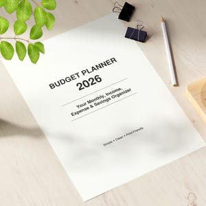 2026 Budget Planner Printable & Fillable PDF | Monthly Finance Tracker | A4 Expense Organizer