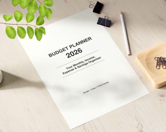 2026 Budget Planner Printable & Fillable PDF | Monthly Finance Tracker | A4 Expense Organizer