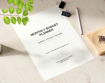 Monthly Budget Planner Printable | Undated Finance Worksheet | Minimalist Budget PDF | Instant Download