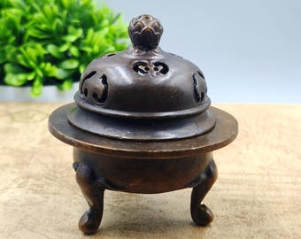 Antiker reiner Kupfer dreibeiniger Elefant Weihrauchbrenner, Wohnkultur Tabletop Ornament