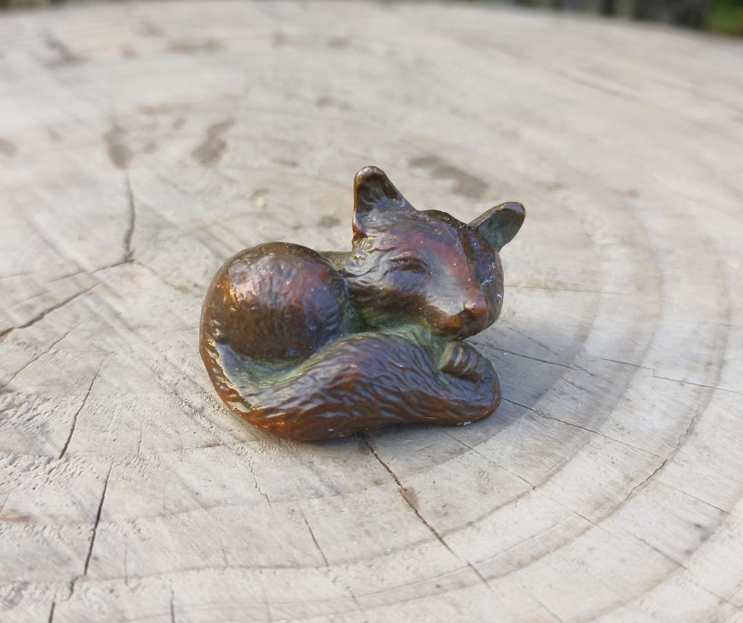 Antique Solid Copper Fox Tea Pet Sculpture / Miniature Desktop ...