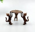 Pure copper vintage three cat stand, home desktop craft decoration ornament