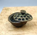 Retro pure copper Lotus Seedpod incense burner, desktop tea pet ornament