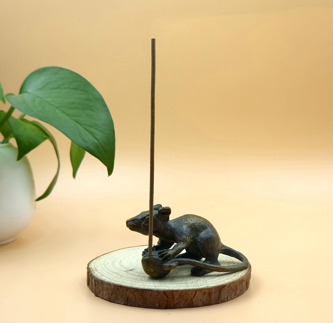 Retro Pure Copper Rat-shaped Incense Burner Base / Mini Desktop Home ...