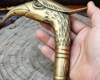 Bastón antiguo de latón con cabeza de águila / Empuñadura para escalar / Regalo para personas mayores