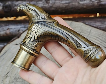 Bastón antiguo de latón con cabeza de águila / Empuñadura para escalar / Regalo para personas mayores