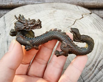 Ren koppar vintage drakeskulptur / heminredning hantverk dekoration prydnad