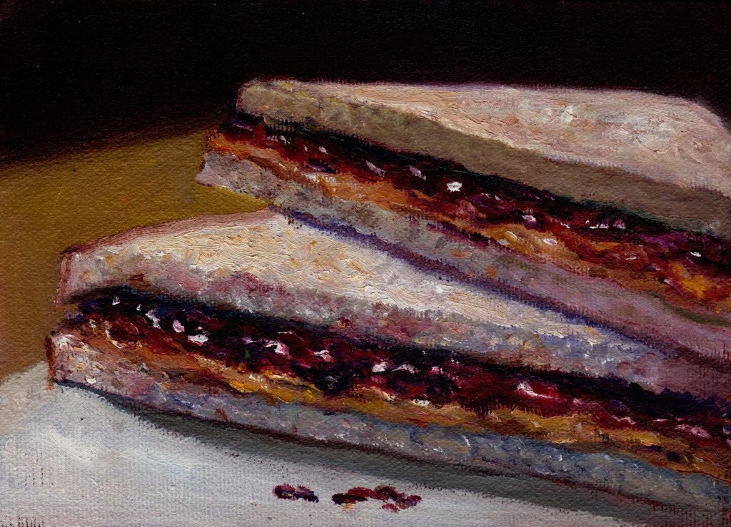 Peanut Butter and Jelly Sandwich Oil Painting Etsy