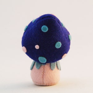 Felt pocket doll, felt mushroom, Toadstool, Creative playthings, organic toy, Blue Cybian image 5