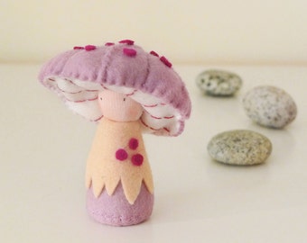 Handmade Waldorf Doll, pocket doll, Toadstool, Creative playthings, Imaginative play - Rosepe