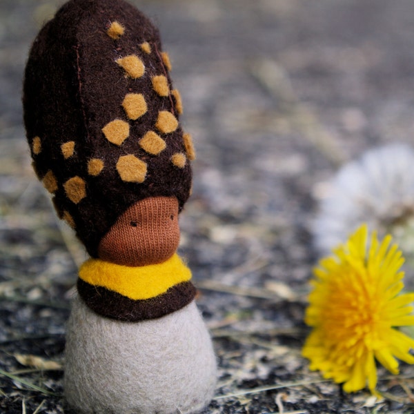 Handmade felt doll, Morell mushroom, Creative playthings, Imaginative play, Ethnic doll, Felt toy, Organic toy - Morella