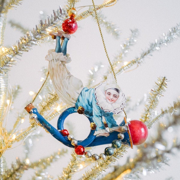 Victorian Clown Christmas Ornament, clown ornament, clown victorian christmas ornaments, circus ornament, horn ornament - LET'S PLAY!