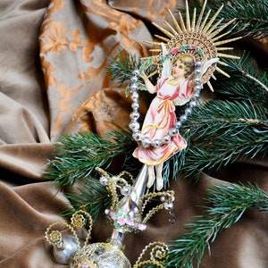 victorian christmas tree topper, angel topper, victorian topper, christmas topper, topper with angel | JOYFUL BLESSINGS
