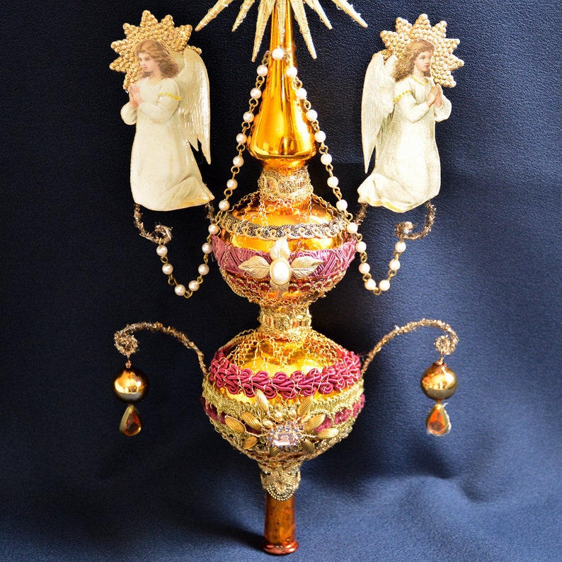 Glass Tree Topper Angel Victorian Christmas Tree Topper Etsy