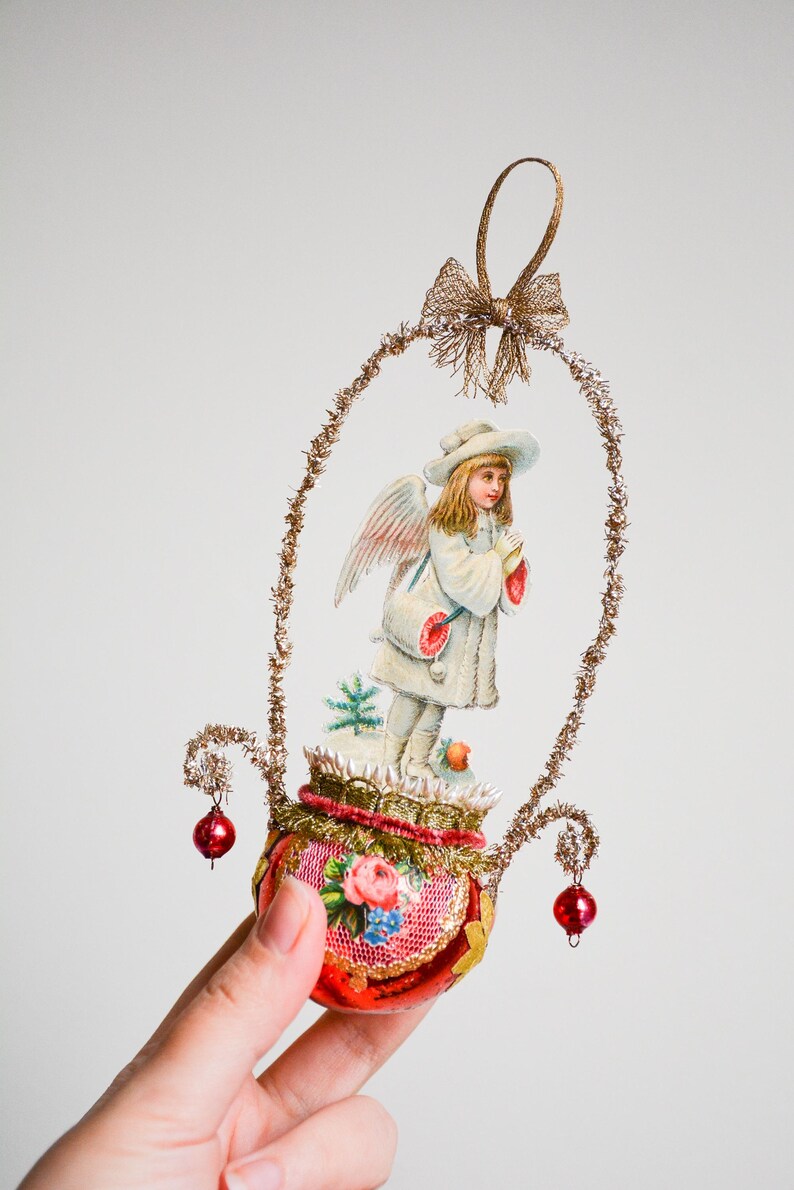 Victorian Christmas Ornament With Angel, Victorian Angel Ornaments