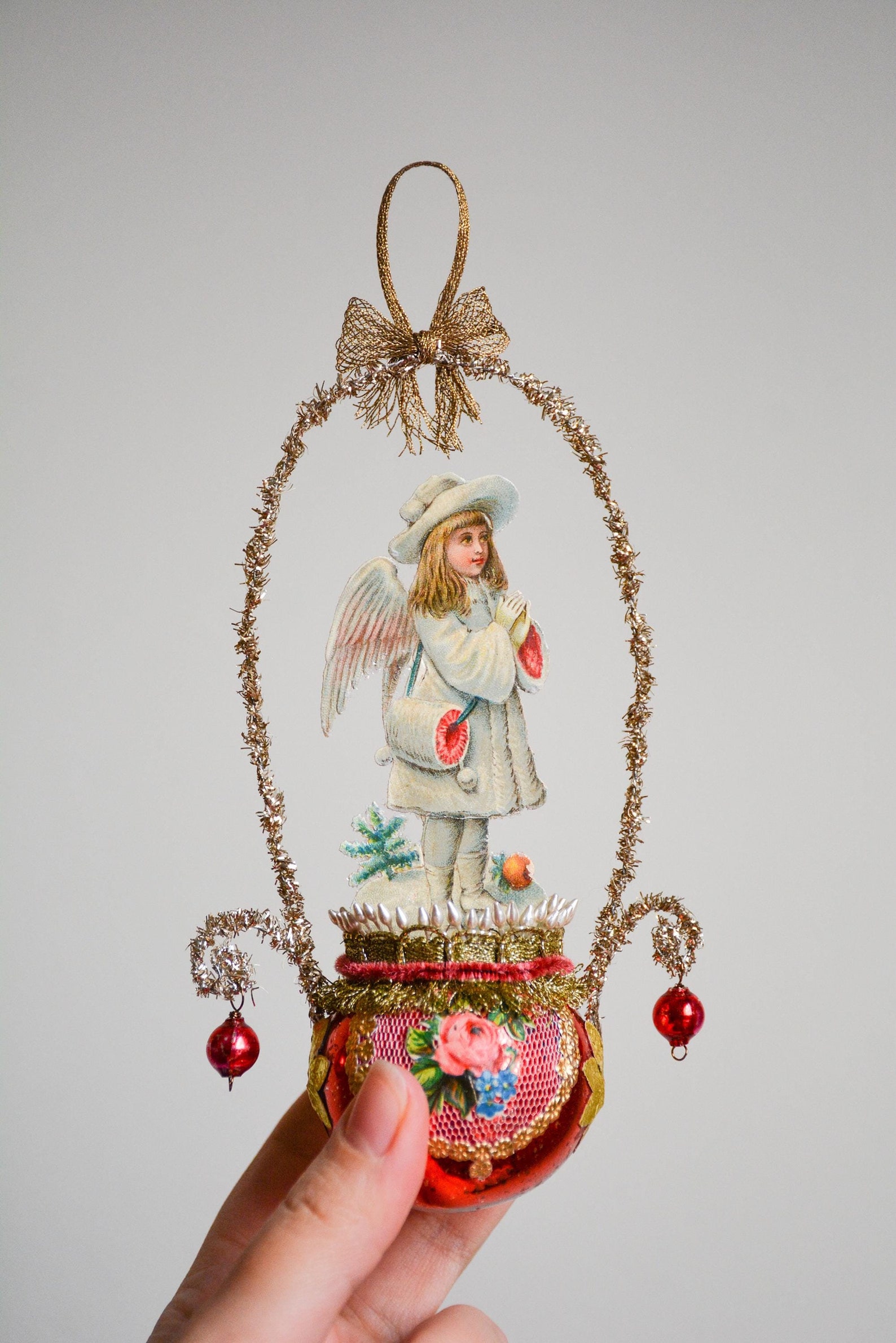 Victorian Christmas Ornament With Angel, Victorian Angel Ornaments