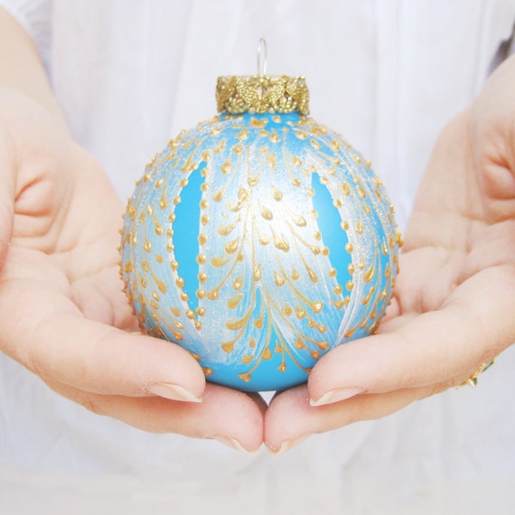 Items similar to Christmas Ornament, glass ball, hand painted bauble ...
