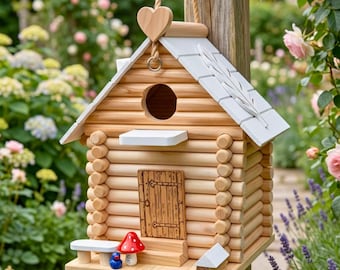 Wooden Handmade Bluebird House DIY Kit | Decorative Birdhouse | Hanging Bird Feeder | Unique Birdhouse | Bird Shelter | Garden Feature
